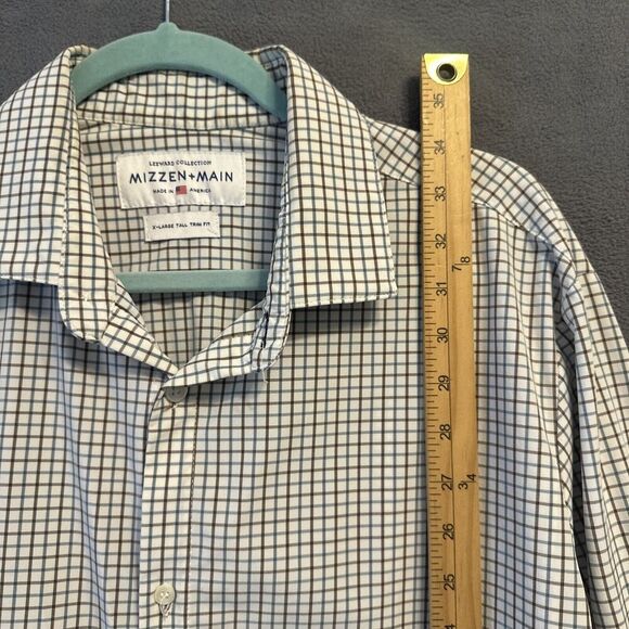 Mizzen + Main Leeward Dress Shirt Trim Fit Mens Size XLT Tall Check Performance - Picture 6 of 10